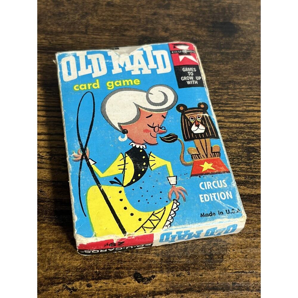 Vtg 1959 Ed-U-Cards Old Maid Card Game - Circus Edition 35 Cards